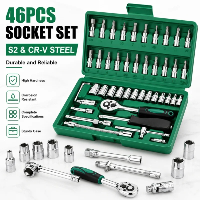46Pcs Family Tools 1/4 Set Mec - Car Accessories Workshop recension och pris